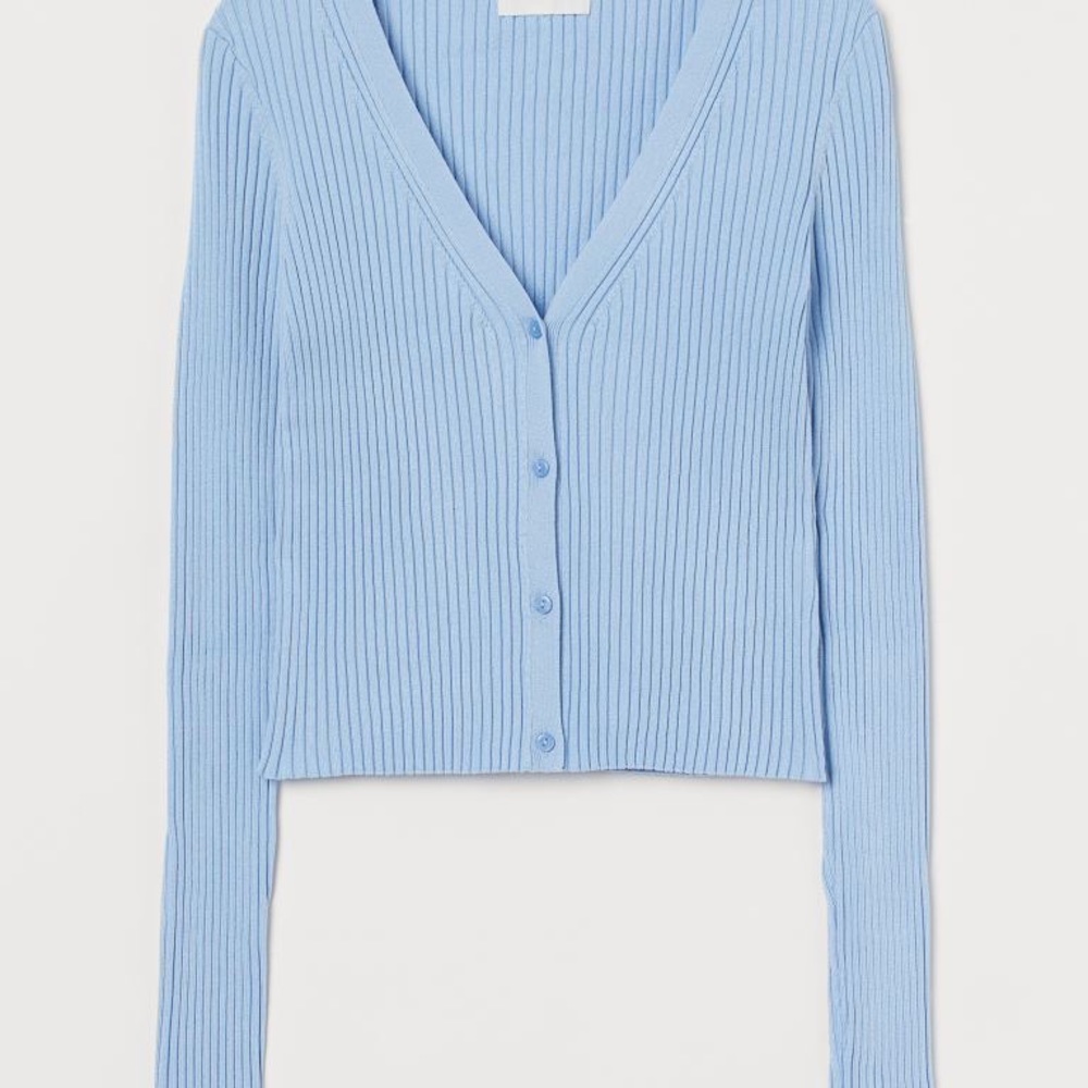 H&M Light Blue Rib-Knit Cardigan